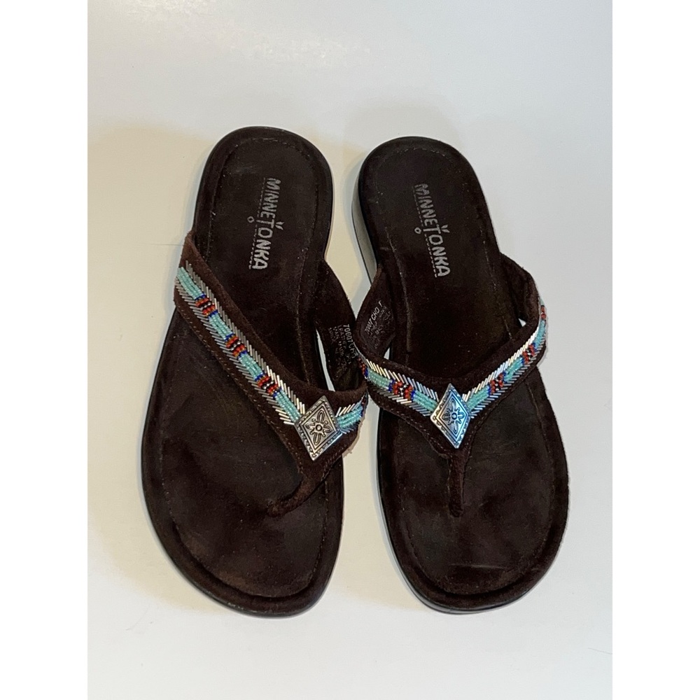 Minnetonka Beaded Suede Sandals